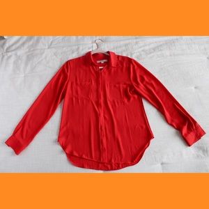 Silky deep orange work blouse